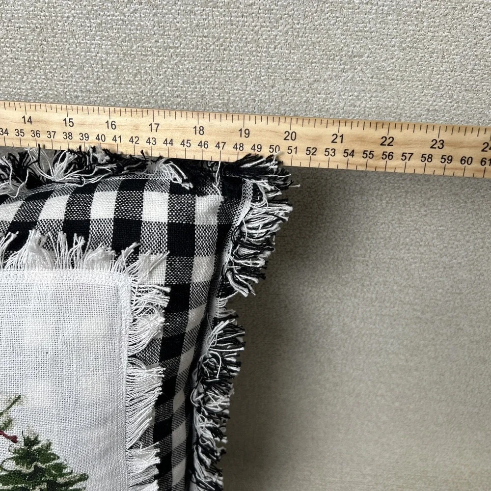 Christmas Pillow Truck Black White Checkered Back‎ 20 x 20 Holiday Decorative